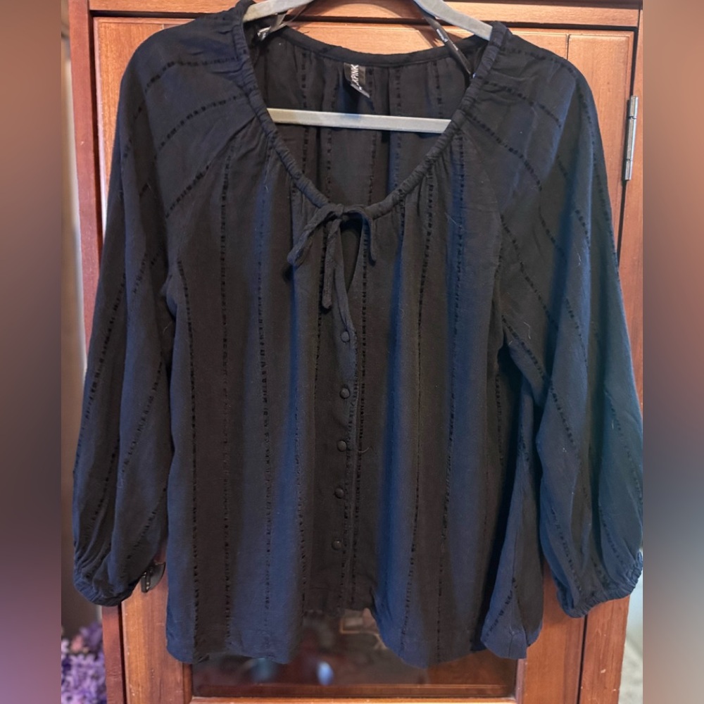 MINKPINK Black Blouse with Button Detail size Small